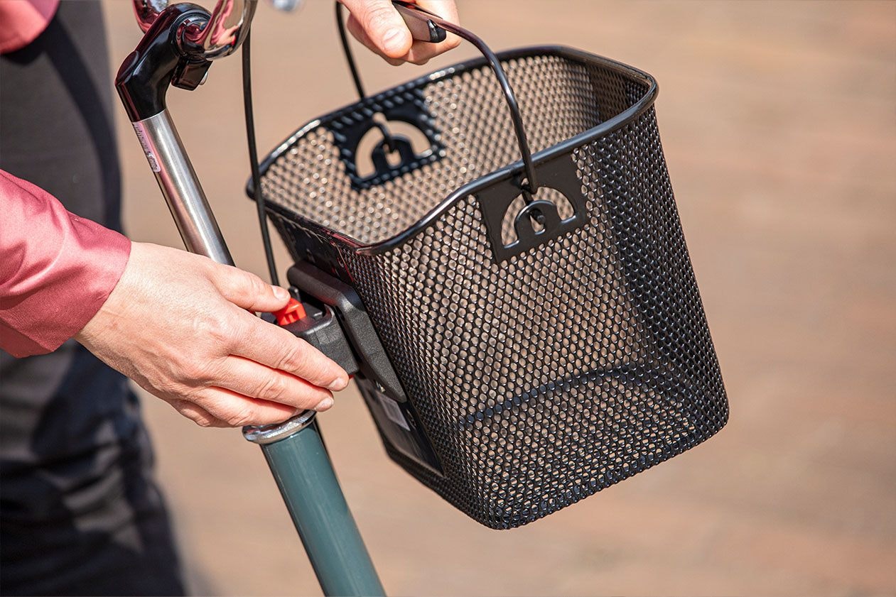 Removable basket on Van Raam city walking bike for adults