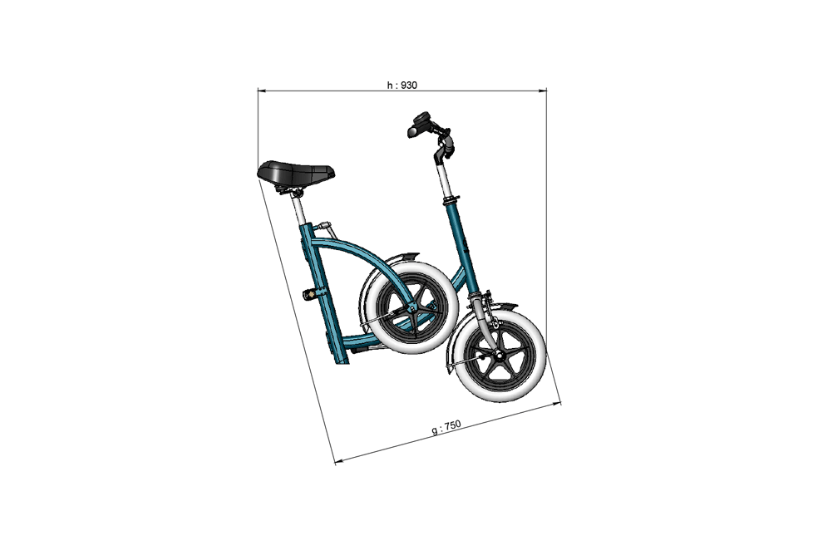 Measurements Van Raam City walking aid side folded